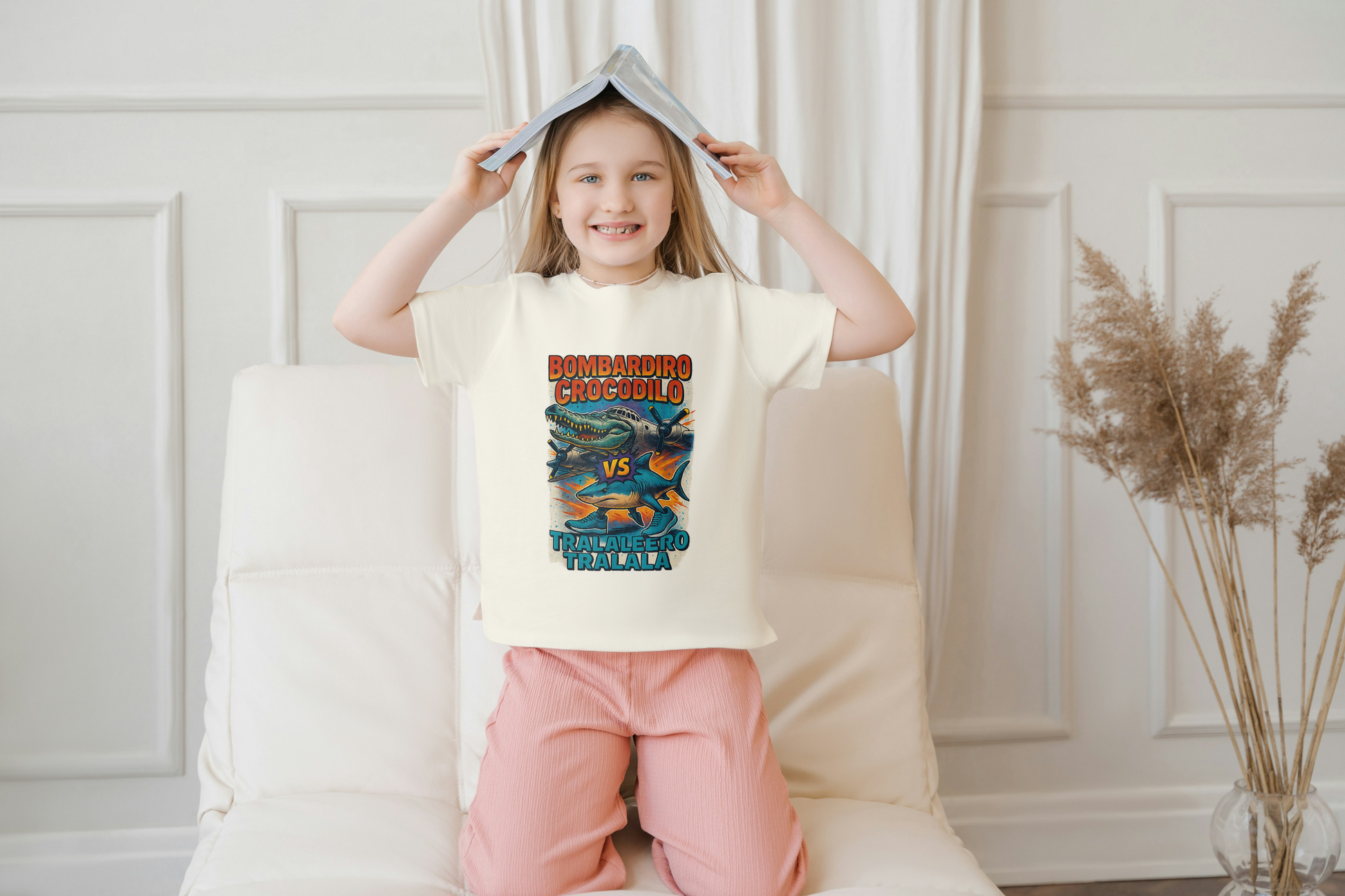 Bombardiro Crocodilo VS Tralalero Tralala Italian Brainrot Kids Tshirt