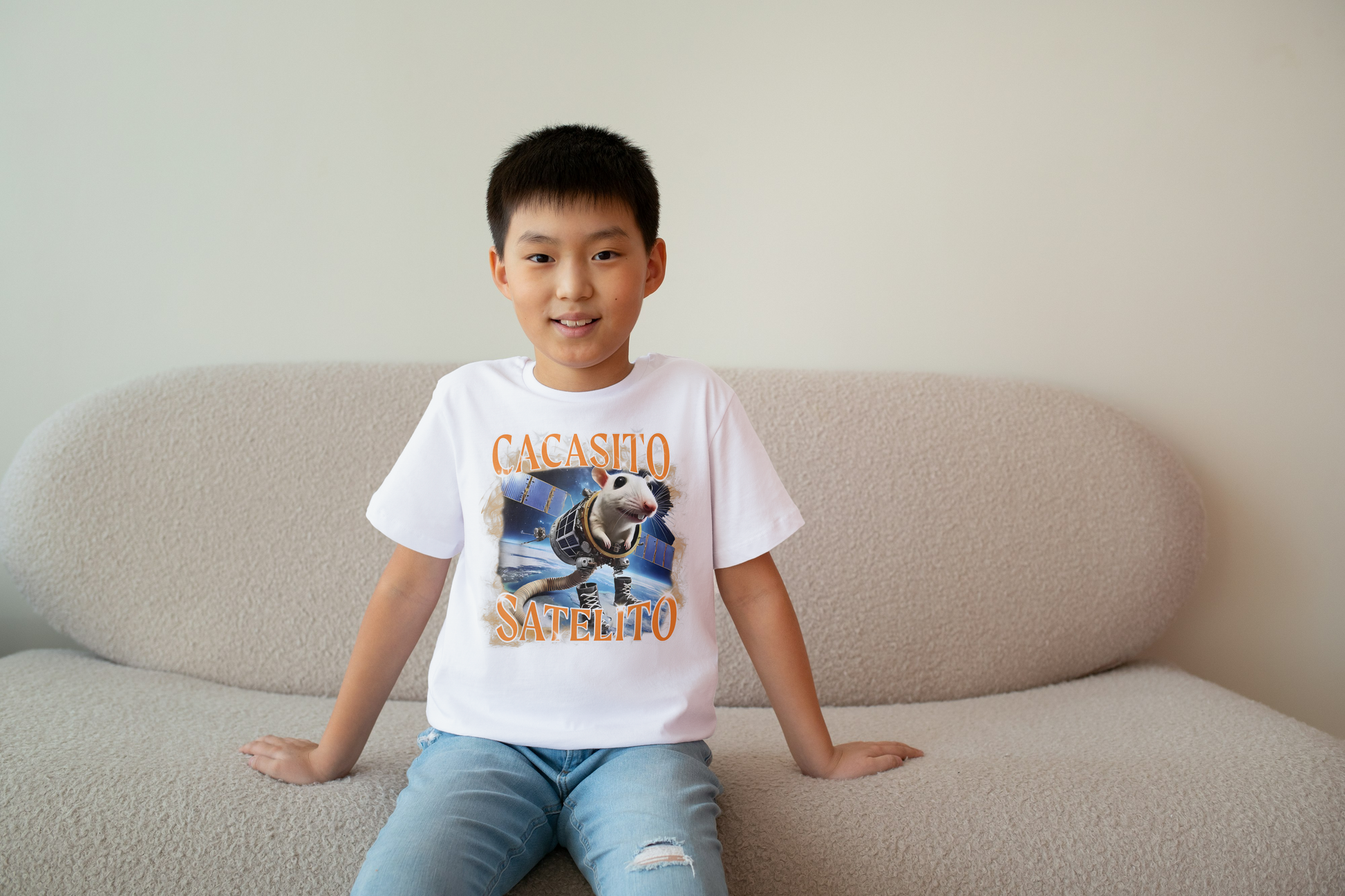 Cacasito Satelito Italian Brainrot Kids Tshirt